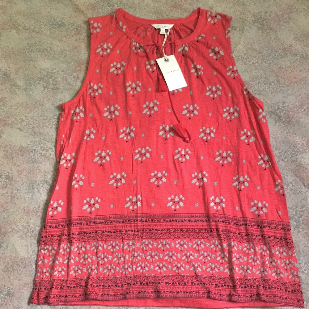 Lucky Brand NWT sleeveless summer tunic style top blouse red M